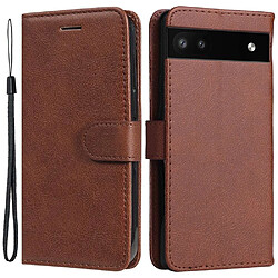 Htdmobiles Housse pour Google Pixel 6a 5G - etui coque pochette portefeuille + verre trempe - MARRON