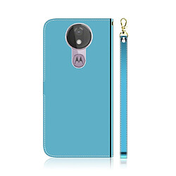 Avis Wewoo Housse Coque Etui à rabat horizontal en surface miroir avec surface imitee pour Motorola Moto G7 fentes cartes et porte-cartes ainsi que portefeuille et lanière Bleu