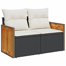 Avis vidaXL Salon de jardin 7 pcs avec coussins noir résine tressée