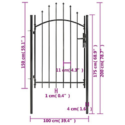 Acheter vidaXL Portail de jardin Acier 1 x 2 m Noir