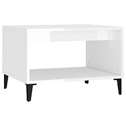 vidaXL Table basse Blanc brillant 60x50x40 cm Bois d'ingénierie