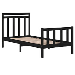 Avis vidaXL Cadre de lit sans matelas noir 75x190 cm bois massif