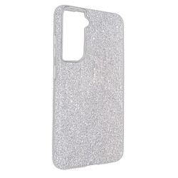 Avizar Coque pour Samsung Galaxy S21 FE Paillette Amovible Silicone Semi-rigide argent