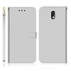 Wewoo Housse Coque Etui à rabat horizontal en surface miroir avec pour Nokia 2.2 fentes cartes et porte-cartes ainsi que portefeuille et lanière Argent