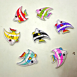 100pcs Boutons Poissons Assortis Bois Coloré Pour Couture DIY Artisanat Craft Décor