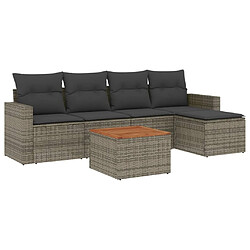 Maison Chic Salon de jardin 6 pcs avec coussins | Ensemble de Table et chaises | Mobilier d'Extérieur gris résine tressée -GKD66254