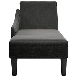 Avis vidaXL Fauteuil long avec coussin et accoudoir droit noir tissu