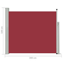 Helloshop26 Auvent paravent store brise-vue latéral rétractable de patio jardin terrasse balcon protection visuelle écran 100 x 300 cm rouge 02_0007187 pas cher