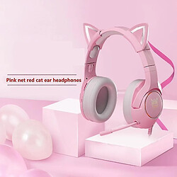 Universal Casque de chat de jeu filaire rose avec microphone 3,5 canaux Notebook | Casques/écouteurs