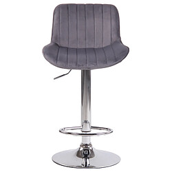 Decoshop26 Tabouret de bar chaise haute x1 en velours gris foncé coutures verticales support en métal chromé 10_0005106