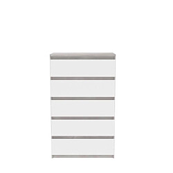 Acheter Cstore Commode CHELSEA 5 tiroirs - L 77,2 x P 42,2 x H 128,1 - Décor optique béton clair KILOX et blanc mat