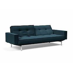 Inside 75 INNOVATION LIVING Canapé SPLITBACK pieds chromé avec accoudoirs convertible lit 115*210 cm tissu Argus Navy Blue