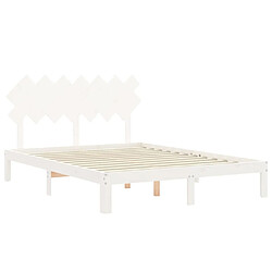 Maison Chic Cadre/structure de lit avec tête de lit pour adulte - Lit Moderne Chambre blanc 140x190 cm bois massif -MN93976 pas cher