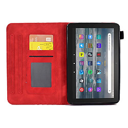 Etui en PU fonction d'éveil/veille automatique avec support et porte-cartes pour votre Amazon Fire HD 8 (2016)/(2017)/(2018) - rouge