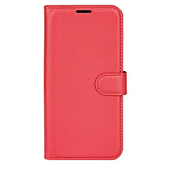 Etui en PU texture litchi, fermoir magnétique, anti-chocs avec support, rouge pour votre ZTE Libero 5G II