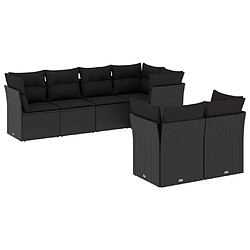 vidaXL Salon de jardin 7 pcs avec coussins noir résine tressée