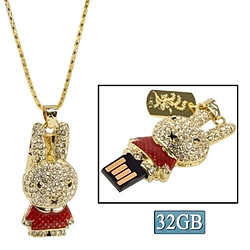 Wewoo Clé USB rouge Lapin en forme de diamant bijoux USB Flash Disk 32 Go,