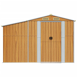 Helloshop26 Abri de jardin cabane cabanon maison de stockage remise extérieur hangar outils robuste clair 277 x 365,5 x 179 cm acier galvanisé marron 02_0022314