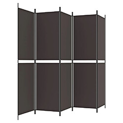 Avis vidaXL Cloison de séparation 5 panneaux Marron 250x200 cm Tissu