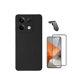 NIS Kit de Film de Verre à Couverture Complète 5D + Couverture en Silicone + Support Redmi Note 13 Pro 4G Noir