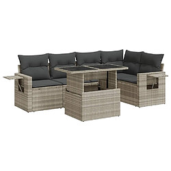 vidaXL Salon de jardin 6 pcs avec coussins gris clair résine tressée