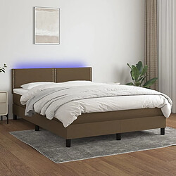 vidaXL Sommier à lattes de lit matelas et LED Marron foncé 140x190 cm