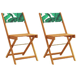 vidaXL Chaises de bistrot lot de 2 motif de feuilles acacia et tissu