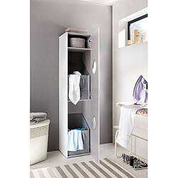 Pegane Armoire à linge avec 2 tablettes coloris Blanc - longueur 40 x hauteur 185 x profondeur 40 cm