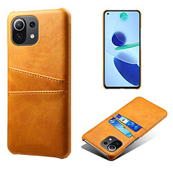 Coque en TPU + PU avec double porte-cartes orange pour votre Xiaomi Mi 11 Lite 5G/4G