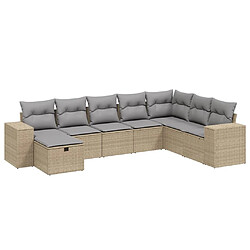 Maison Chic Ensemble à manger d'extérieur 8 pcs avec coussins,Salon de jardin,Mobilier de jardin mélange beige résine tressée -GKD274977