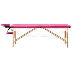 vidaXL Table de massage pliable 3 zones Bois Rose