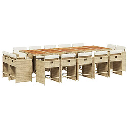 vidaXL Ensemble à manger de jardin et coussins 15 pcs beige