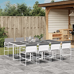 vidaXL Ensemble à manger de jardin avec coussins 9 pcs blanc textilène