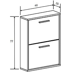 Pegane Meuble à chaussures 2 portes coloris blanc - Longueur 60 x profondeur 25 x hauteur 77 cm