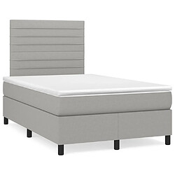 Maison Chic Lit adulte- Lit + matelas + LED,Sommier à lattes de lit matelas LED gris clair 120x190 cm tissu -GKD50501