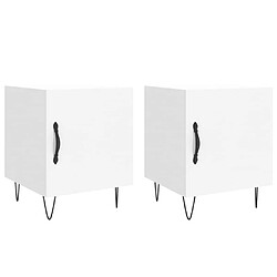 Maison Chic Lot de 2 Tables de chevet,Table de nuit,Table d'appoint pour salon blanc 40x40x50 cm bois d’ingénierie -MN33049