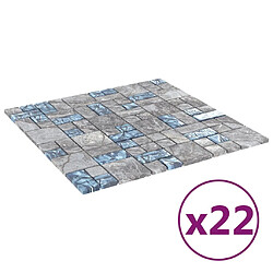 vidaXL Carreaux mosaïque 22 pcs Gris et bleu 30x30 cm Verre