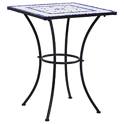 vidaXL Table de bistro mosaïque Bleu et blanc 60 cm Céramique