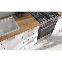 ATLAS Cuisine complete 8 éléments - Décor blanc - L300 x H52 x H82 cm - Plan de travail non inclus pas cher