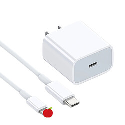 General Chargeur iPhone Apple Block USB C Fast, câble USB C vers Lightning de 0,9 m pour iPhone13/14/14 plus/12/pro/pro max/11/Air pods pro/iPad air 3/min4(Blanc)