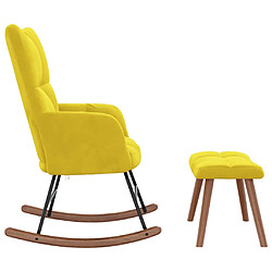 Avis vidaXL Chaise à bascule avec repose-pied Jaune moutarde Velours