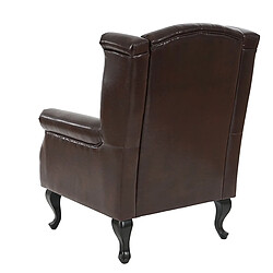 Avis Mendler Fauteuil de luxe à oreilles Chesterfield similicuir ~ brun antique sans pouf