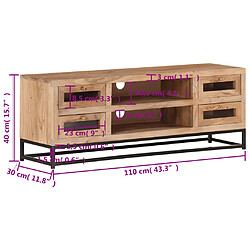 vidaXL Meuble TV 110x30x40 cm Bois d'acacia massif pas cher