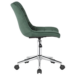 Decoshop26 Chaise de bureau en velours vert sur roulettes design moderne hauteur réglable BUR10597