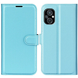 Etui en PU texture litchi, anti-écaillage avec support pour votre Xiaomi Poco M5 4G - bleu