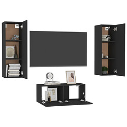 Avis Maison Chic Ensemble de meubles TV 3 pcs | Banc TV Moderne pour salon | Meuble de Rangement - Noir Aggloméré -MN42069