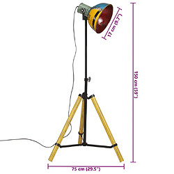 vidaXL Lampadaire 25 W multicolore 75x75x90-150 cm E27 pas cher