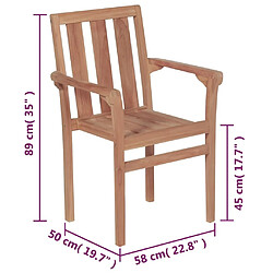 Maison Chic Lot de 8 Chaises de jardin,Fauteuil d'extérieur empilables Bois de teck solide -MN37471 pas cher