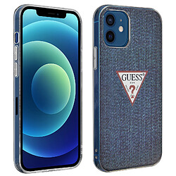 Guess Maroquinerie Coque iPhone 12 / 12 Pro Effet Denim Guess Jeans Series Guess Bleu Foncé