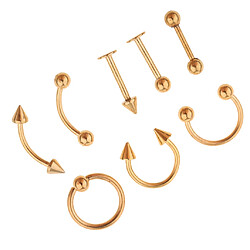 8 pièces nez lèvre langue sourcil tragus piercing bijoux de corps 16g d'or